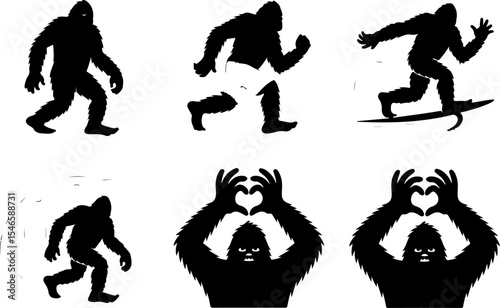 Bigfoot Sasquatch Silhouette in Forest vector bundle