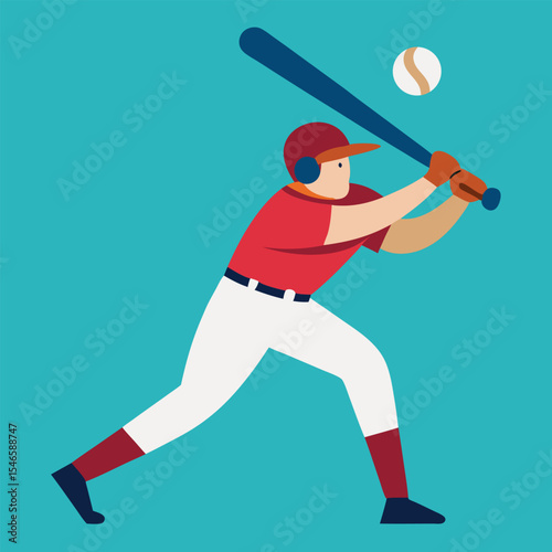 baseball player hitting ball vector 