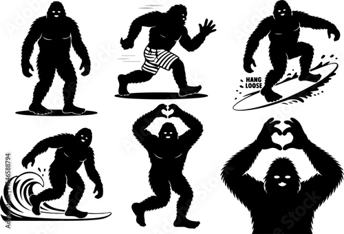 Bigfoot Sasquatch Silhouette in Forest vector bundle