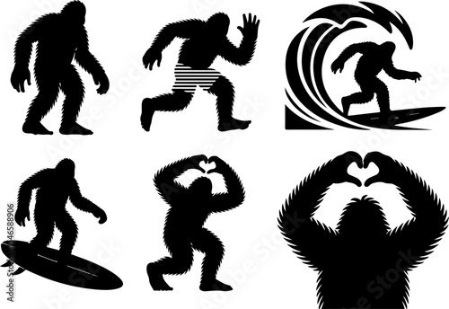 Bigfoot Sasquatch Silhouette in Forest vector bundle
