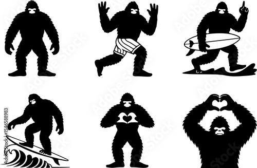 Bigfoot Sasquatch Silhouette in Forest vector bundle
