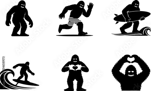 Bigfoot Sasquatch Silhouette in Forest vector bundle