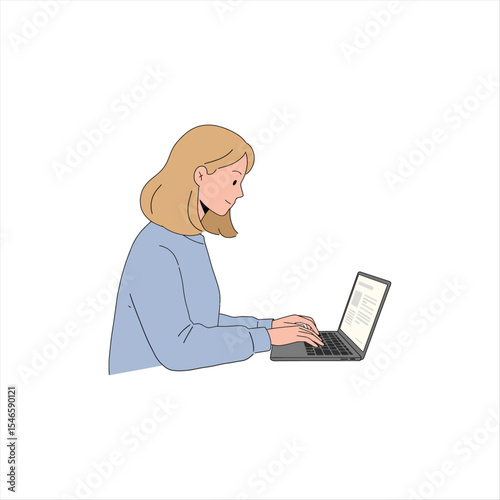 illustration of woman with laptop
