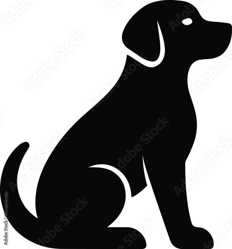 Silhouette of a cute dog sitting calmly vector illustration
