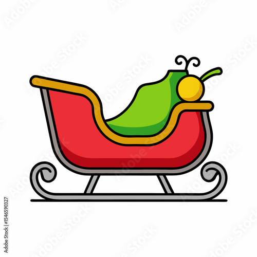Illustration of a red and green christmas santa sleigh for holiday season vector graphic design element