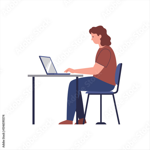 illustration of woman working on laptop