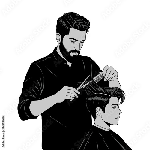vector of barber with scissors