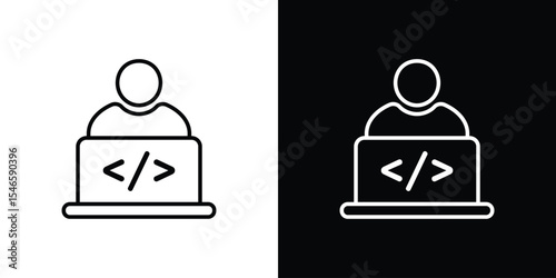 Programmer icon in black. flat graphic vector icon