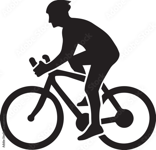 Silhouette of a cyclist in athletic riding position.