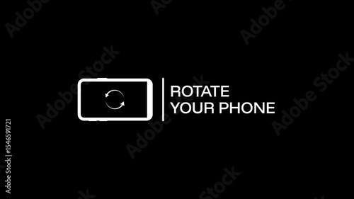 Rotate your phone horizontal to vertical orientation, video animation. Please rotate your phone on black background. Phone Rotation animation. 4k 