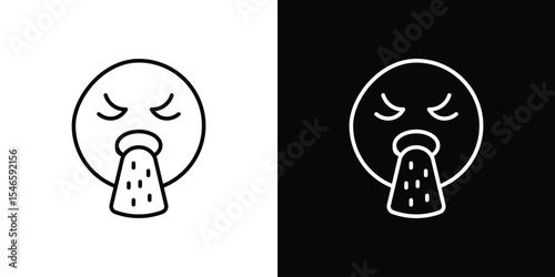 Puking emoji icon in black. flat graphic vector icon