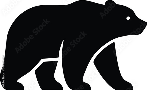 Silhouette of a simple black bear in profile vector illustration