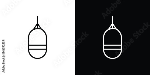 Punching bag icon in black. flat graphic vector icon