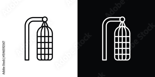 Punching bag icon in black. flat graphic vector icon