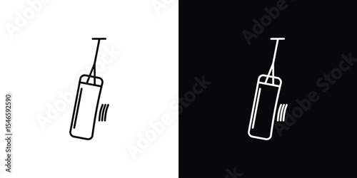 Punching bag icon in black. flat graphic vector icon