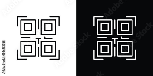QR code icon in black. flat graphic vector icon