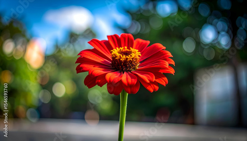 Vibrant Red Flower Against Soft Green Background in Nature Setting