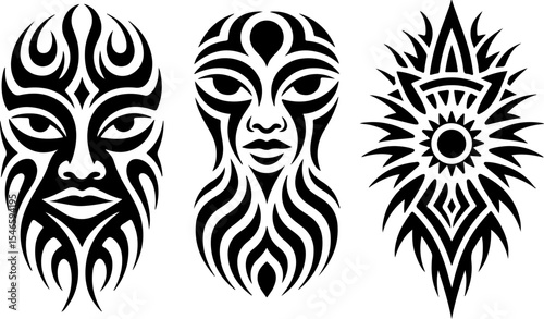 Dragon and Tribal Tattoo Designs vector bundle