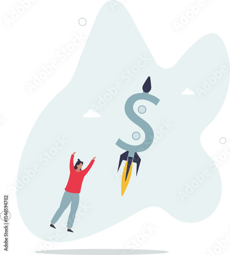 Boost your income, growth increasing business revenue or profit, rising investment earning concept. character life .