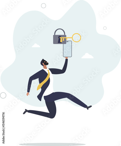 Cyber security, hacker steal money online, phishing or digital banking threat concept. character life .