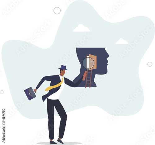 Psychology and mindset, deep mind thinking or mental health diagnose, intelligence brain or depression, emotion or cognitive concept. character life .