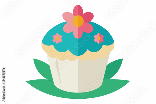 easter cake with eggs and flowers