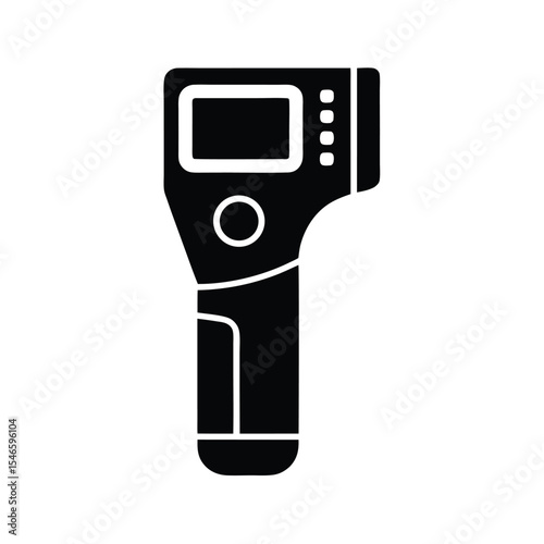 Infrared Thermometer Digital Non Contact Temperature Gun Device Black Silhouette on White Background