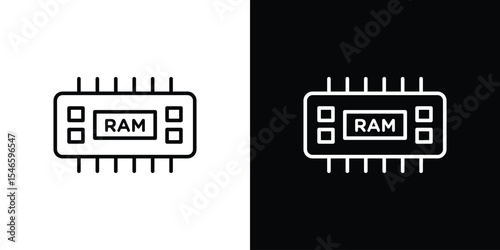 Ram memory icon in black. flat graphic vector icon
