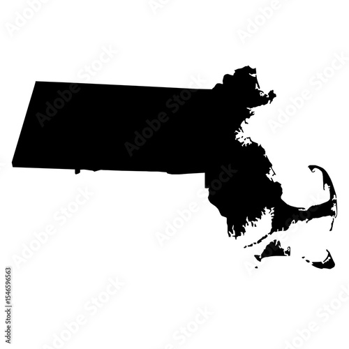 a black silhouette map of massachusetts  state isolated on a white background photo