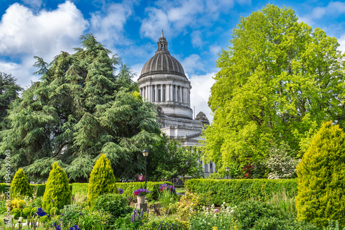 Sunken Garden and Capitol Dome at the Washington State Capitol