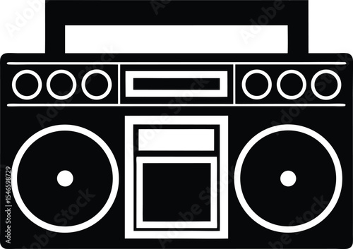 Boombox – black silhouette on white background