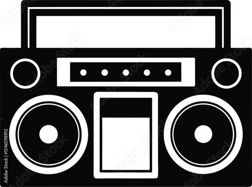 Boombox – black silhouette on white background