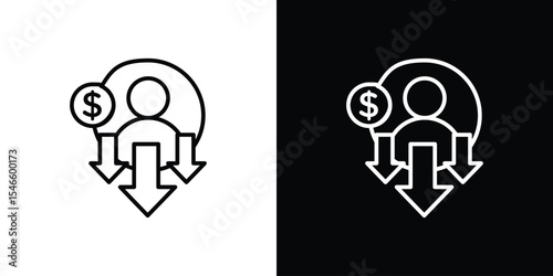 Reduce labor costs icon in black. flat graphic vector icon