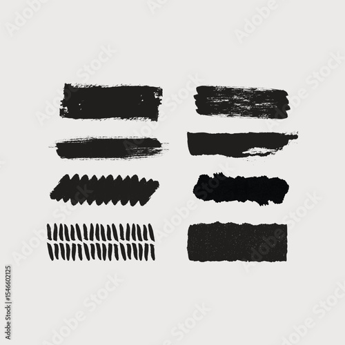Brush strokes vector. Paint, ink brush, brush strokes, brushes, lines, frames, buttons, grungy rough grunge thick paint line texture