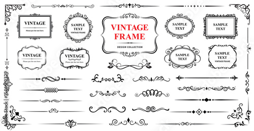 Vintage ornament frame collection with elegant borders, decorative curls, dividers, and luxury design elements. Ideal for wedding invitations, certificates, menus, boutique logos, spa branding, and pr