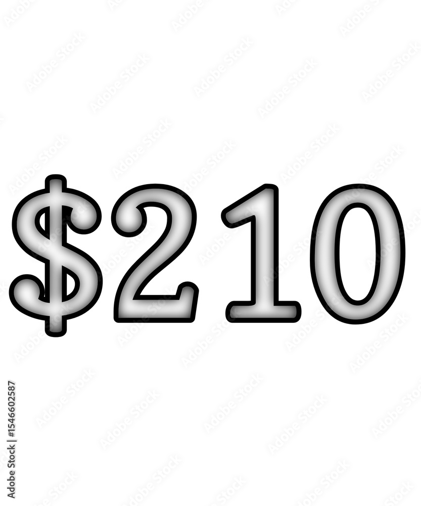 dollar sign on white background $210