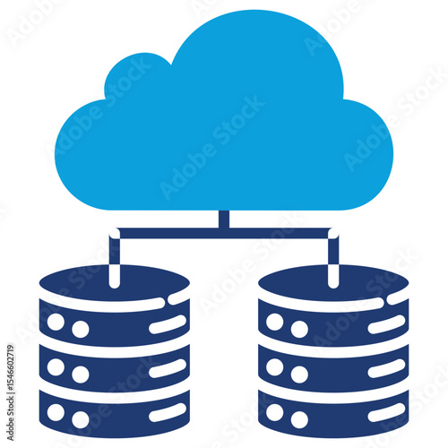Data Center Flat Blue Icon