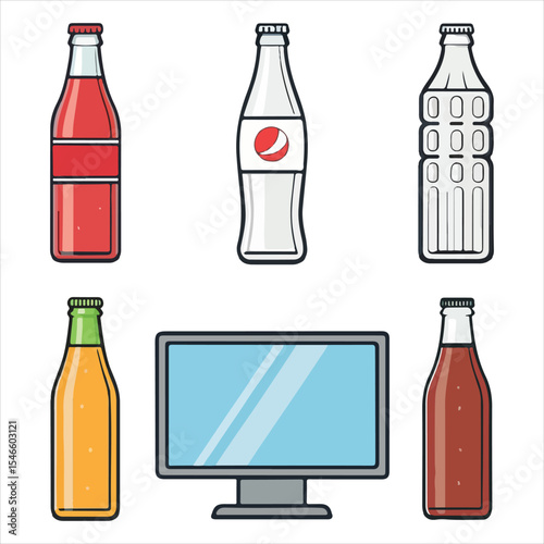 set of beer bottles
