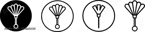 Four simple line art icons of a decorative cleaning tool
