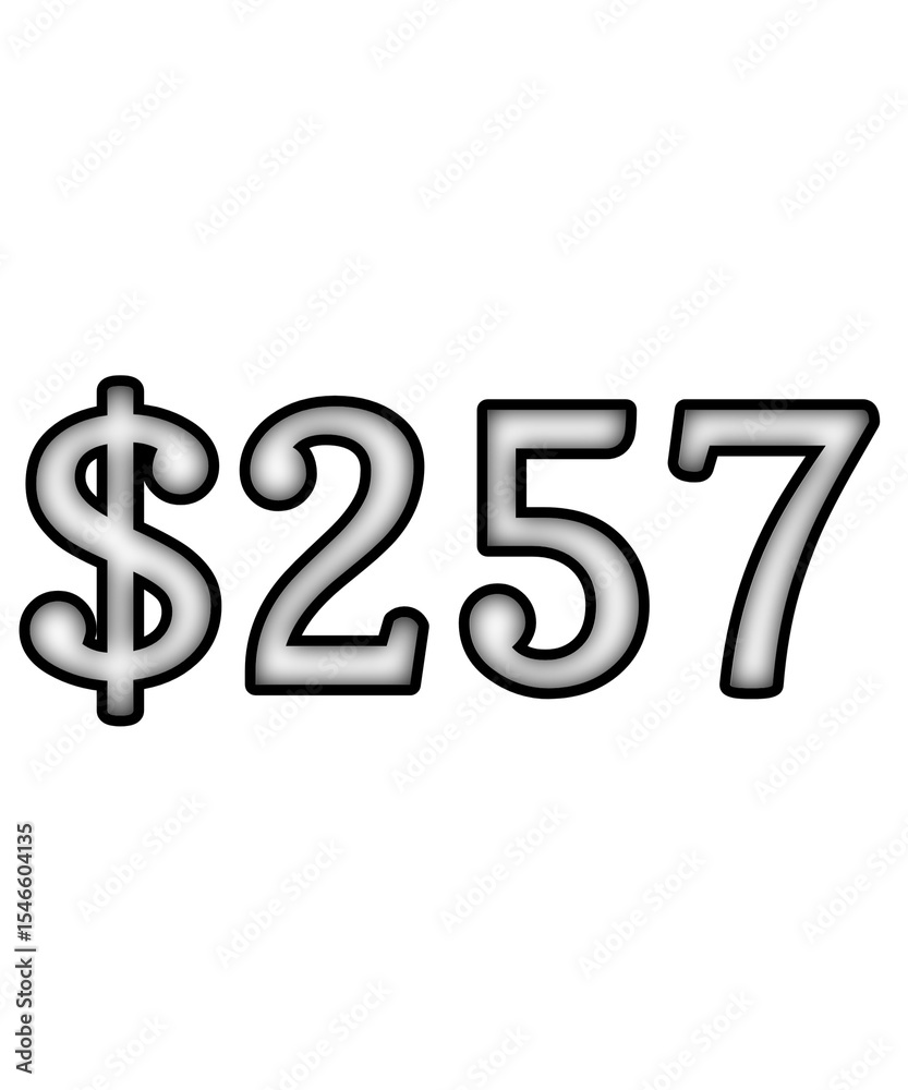 dollar sign on white background $257 dollar sign on white background $257