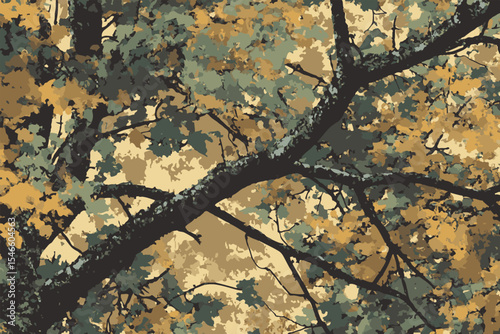 Tree forest camouflage seamless pattern design pattern for hunting and military uniform. Hunting camouflage. Camouflage pattern. Abstract camo background. Vector camouflage