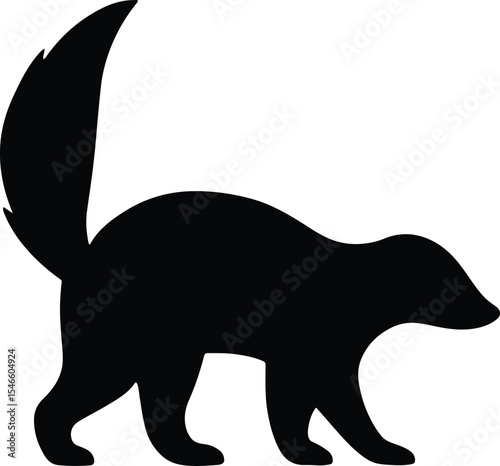 Silhouette skunk walking wildlife black outline vector illustration