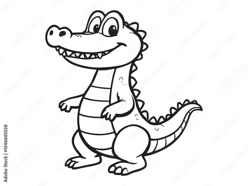 Fototapeta premium Crocodile Simple Black Line Design