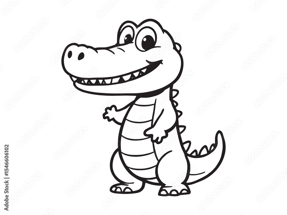 Fototapeta premium Crocodile Hand Drawn Line Sketch