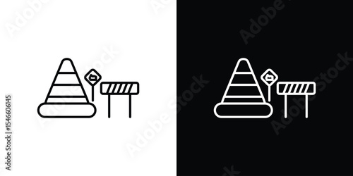 road construction icon in black. flat graphic vector icon
