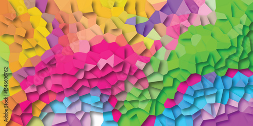 Abstract polygon mosaic with colorful geometric shapes and textured background for modern designs