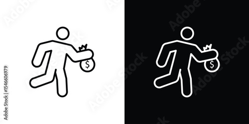 Robbery icon in black. flat graphic vector icon