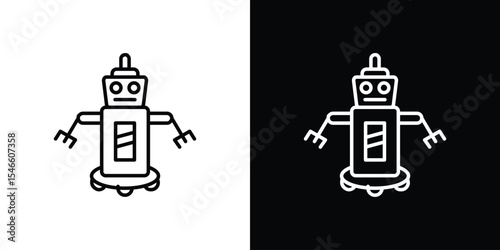 Robot assistant icon in black. flat graphic vector icon