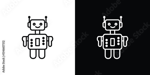 Robot icon in black. flat graphic vector icon