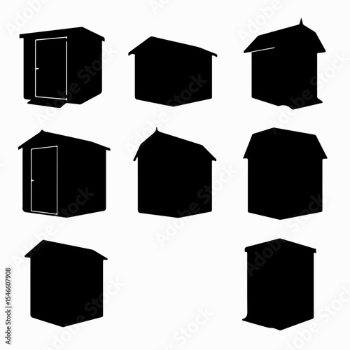 Various garden shed silhouettes storage building